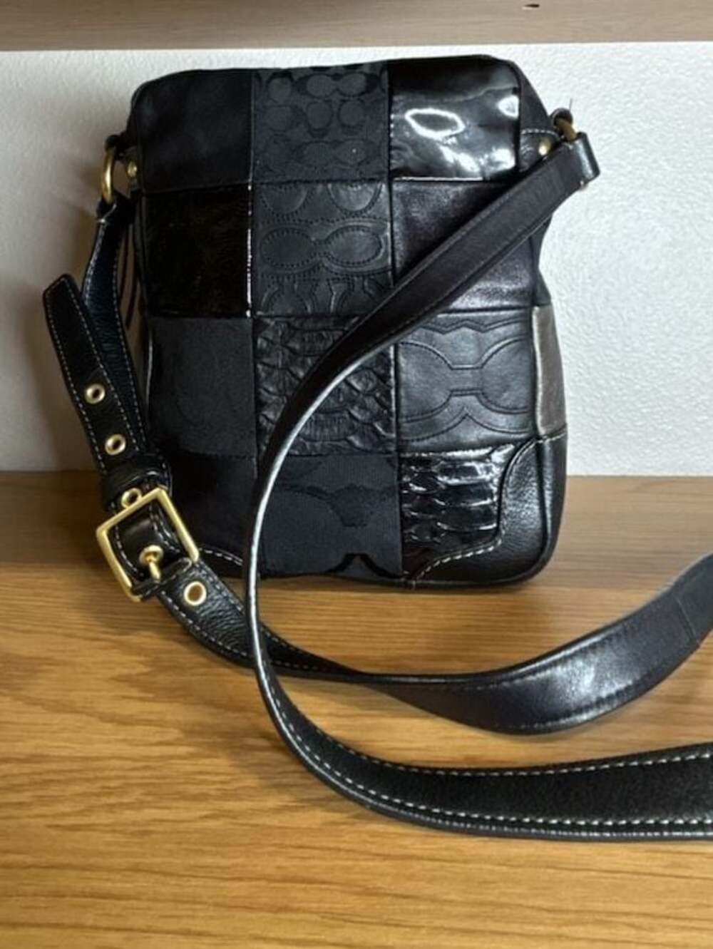 🔥 VTG COACH Hampton RARE Patchwork Limited Edition Crossbody Bag Black 12485